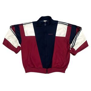 VTG Adidas Track Jacket 3 STRIPE Burgundy White Size XL-XXL 80s Color Block